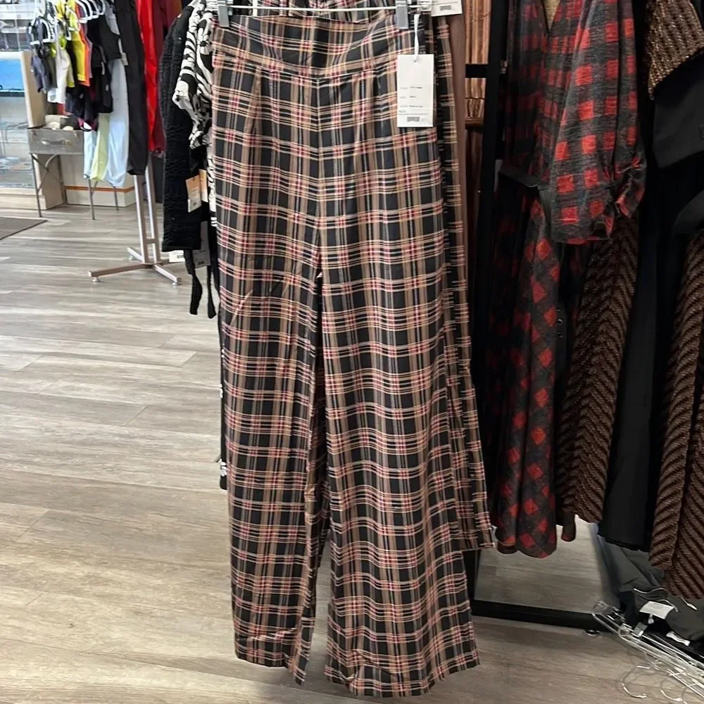 Black plaid high waisted slacks - Picture 1 of 4